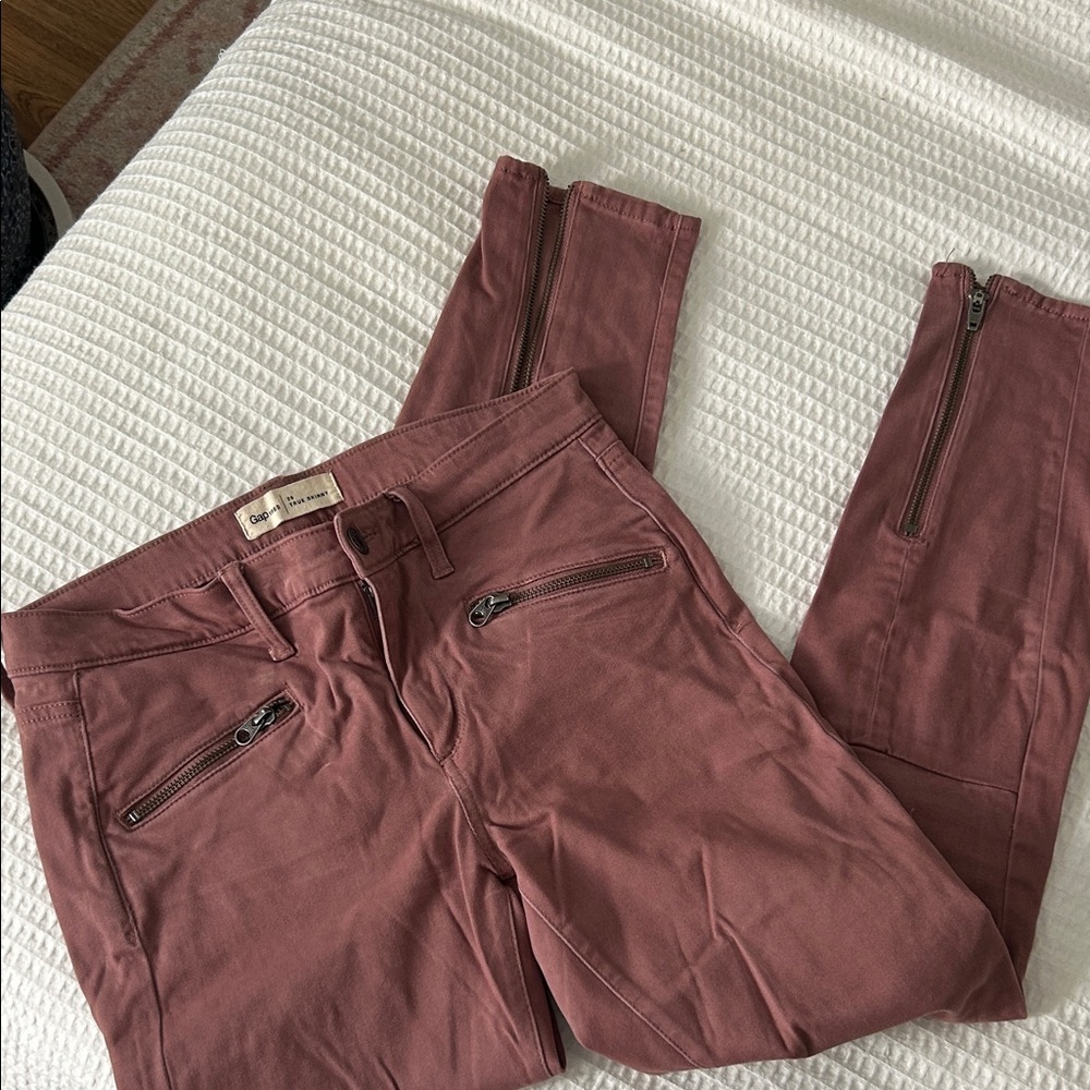 GAP Pink Suede Zippered Pants